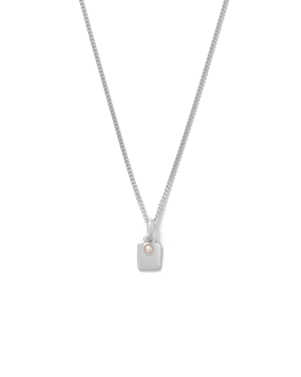 ENGRAVABLE BIRTHSTONE NECKLACE (STERLING SILVER) JUNE