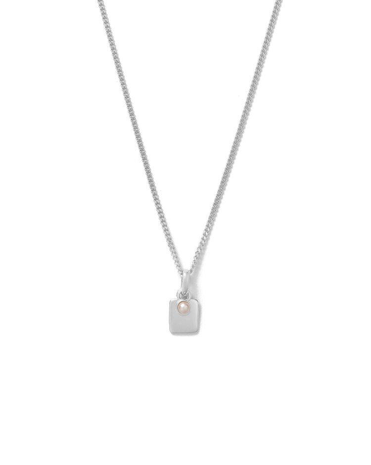 ENGRAVABLE BIRTHSTONE NECKLACE (STERLING SILVER) JUNE