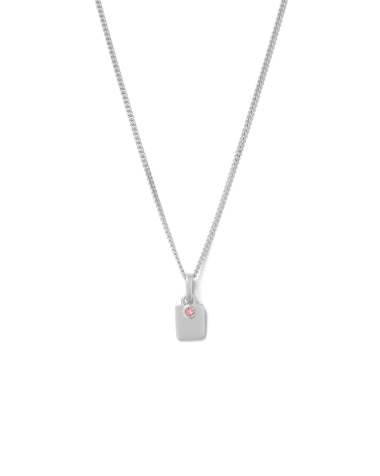 ENGRAVABLE BIRTHSTONE NECKLACE (STERLING SILVER)