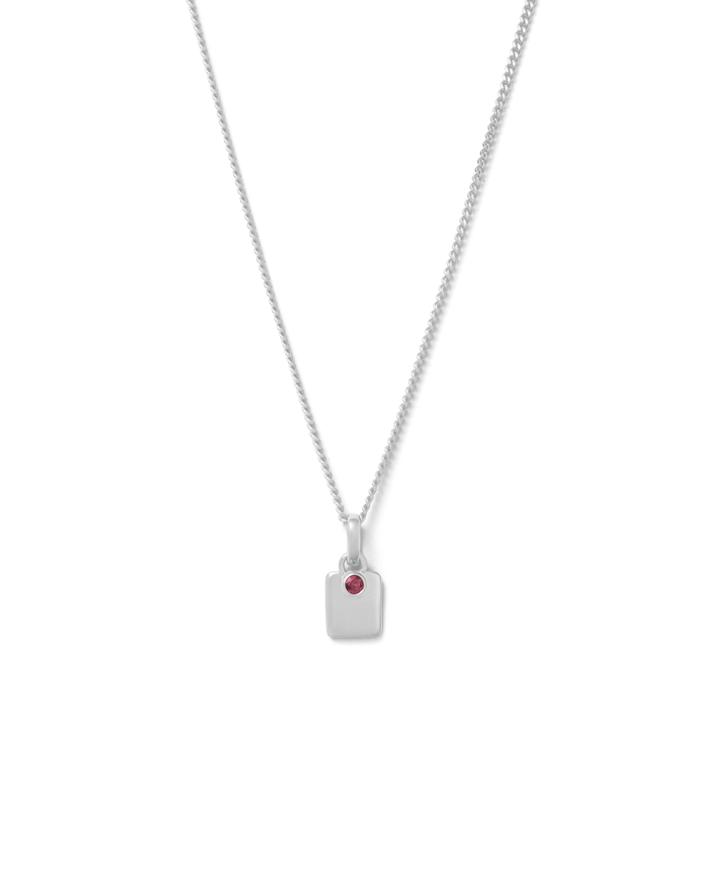 ENGRAVABLE BIRTHSTONE NECKLACE (STERLING SILVER) RUBY