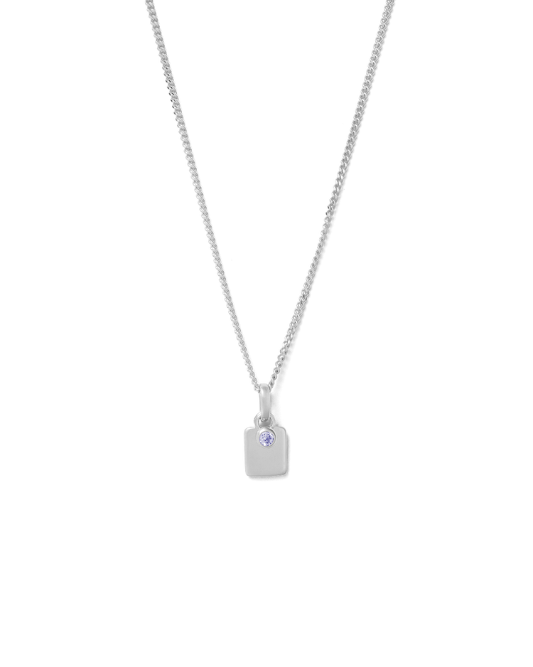 ENGRAVABLE BIRTHSTONE NECKLACE (STERLING SILVER)