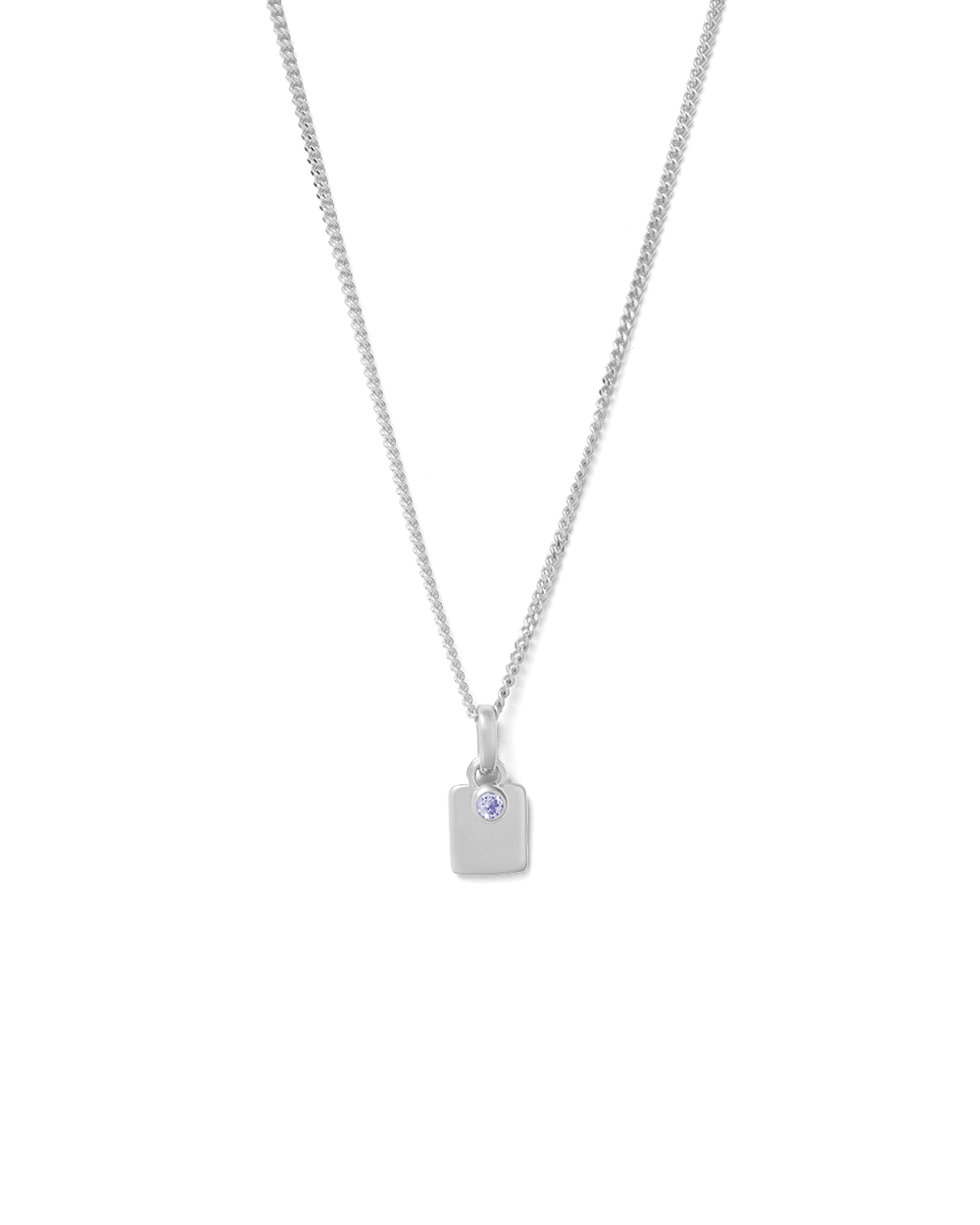 ENGRAVABLE BIRTHSTONE NECKLACE (STERLING SILVER) DECEMBER