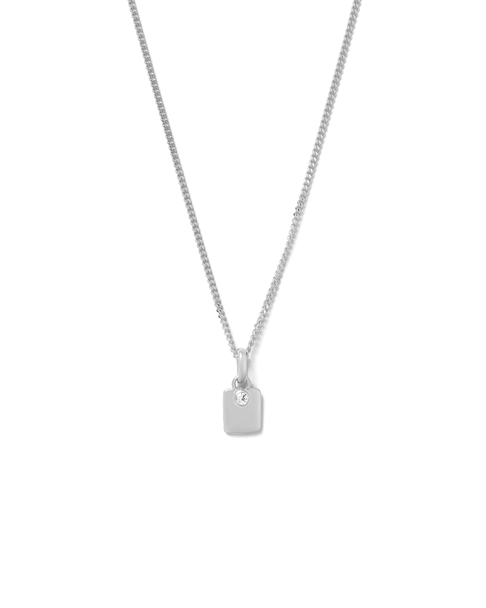 ENGRAVABLE BIRTHSTONE NECKLACE (STERLING SILVER) APRIL