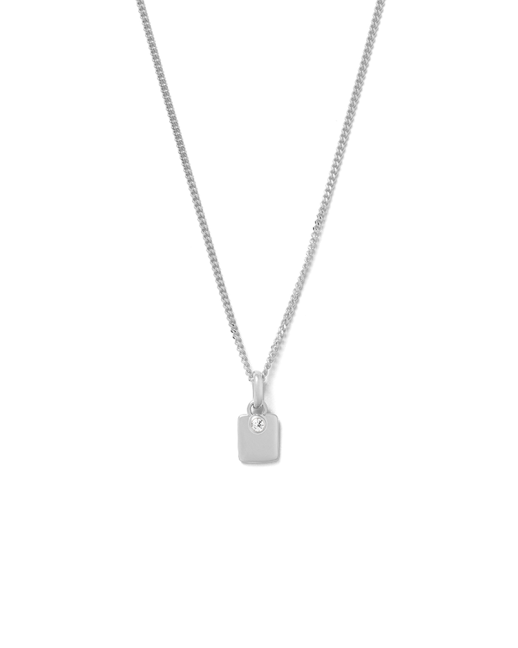 ENGRAVABLE BIRTHSTONE NECKLACE (STERLING SILVER) APRIL