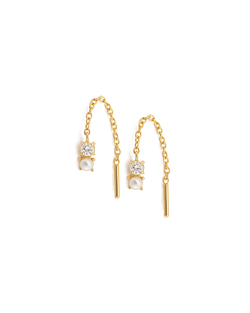 PEARL TOPAZ THREADER (18K GOLD PLATED) IMAGE 1