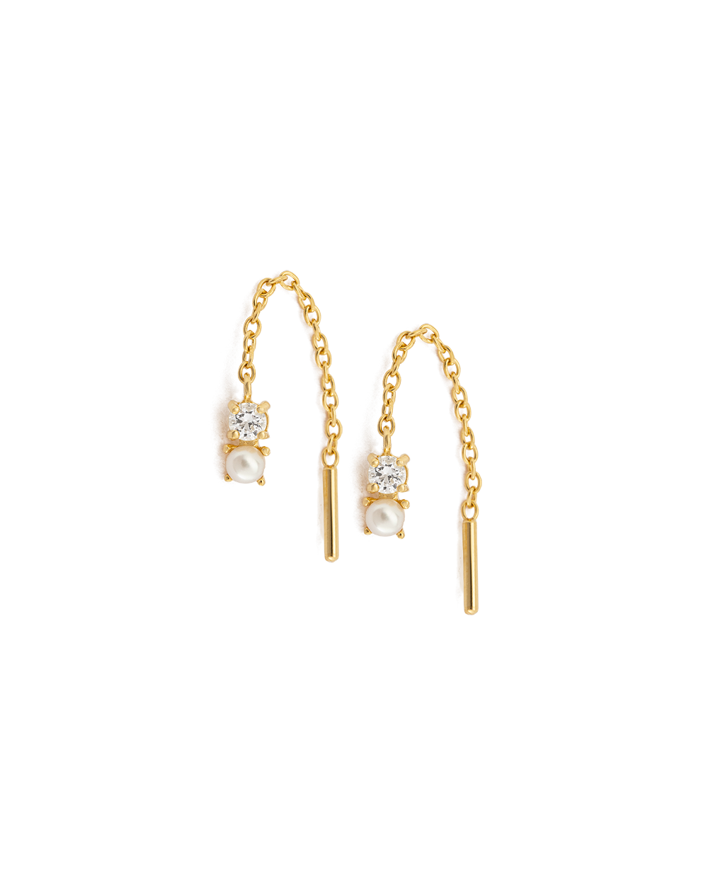 PEARL TOPAZ THREADER (18K GOLD PLATED) IMAGE 1