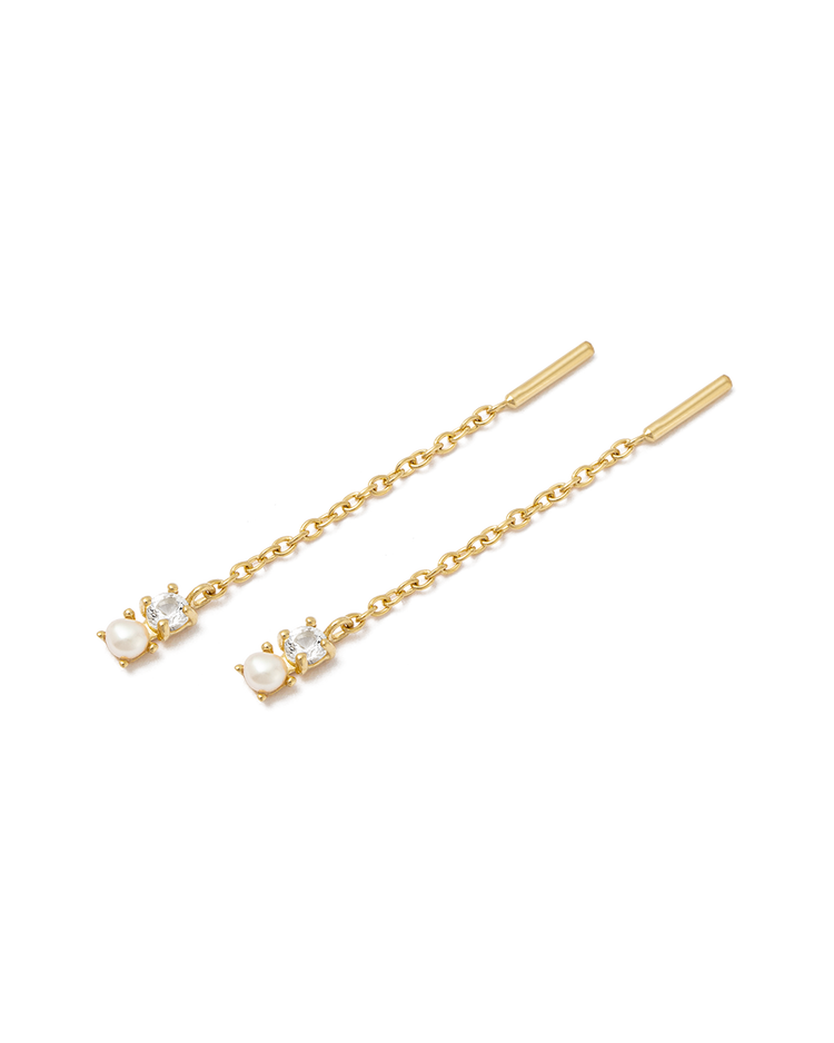 PEARL TOPAZ THREADER (18K GOLD PLATED)
