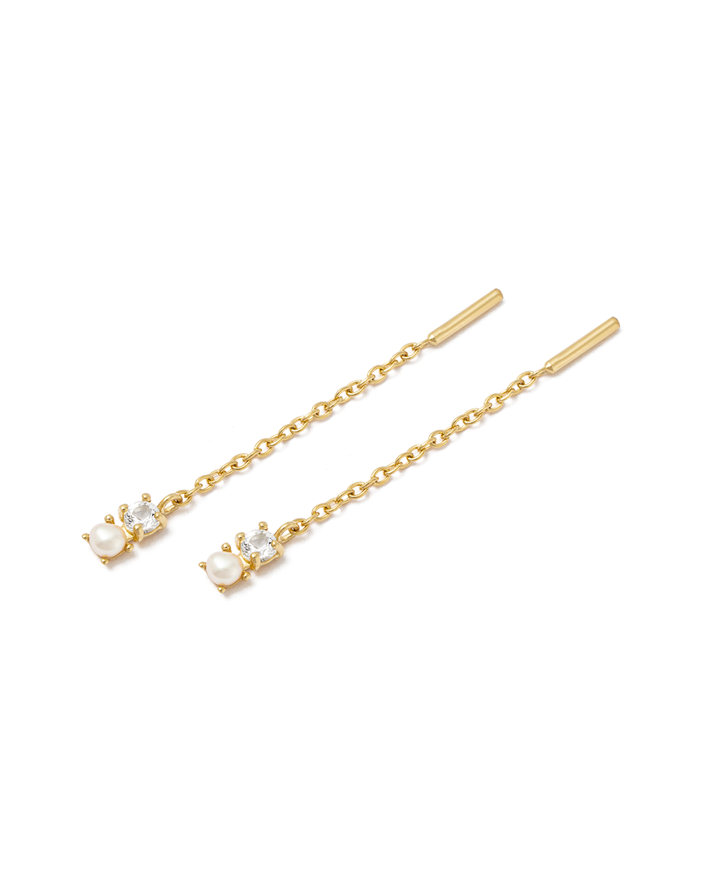 PEARL TOPAZ THREADER (18K GOLD PLATED) IMAGE 4