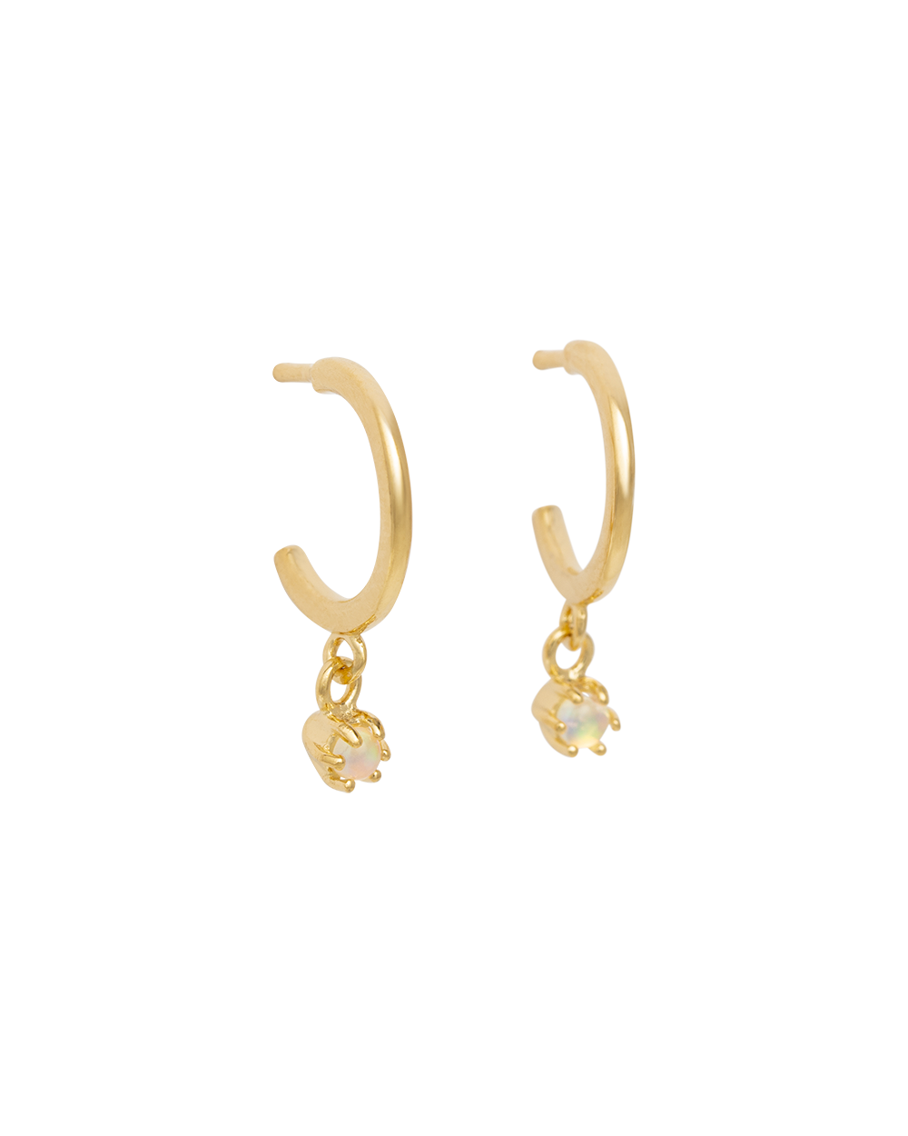 PETITE OPAL HOOPS (GOLD) IMAGE 6