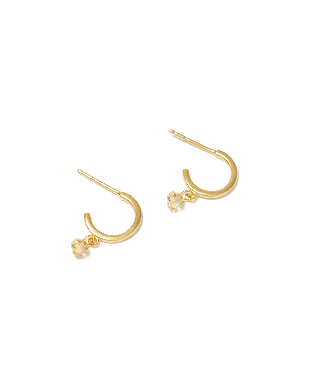 PETITE OPAL HOOPS (GOLD) IMAGE 8
