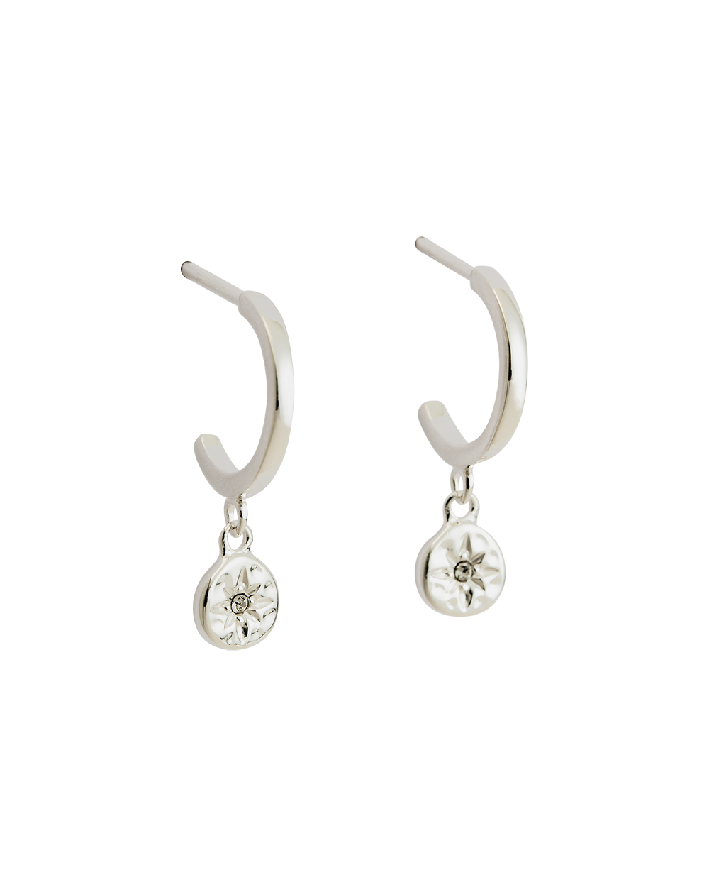 STAR COIN HOOPS (STERLING SILVER) IMAGE 1