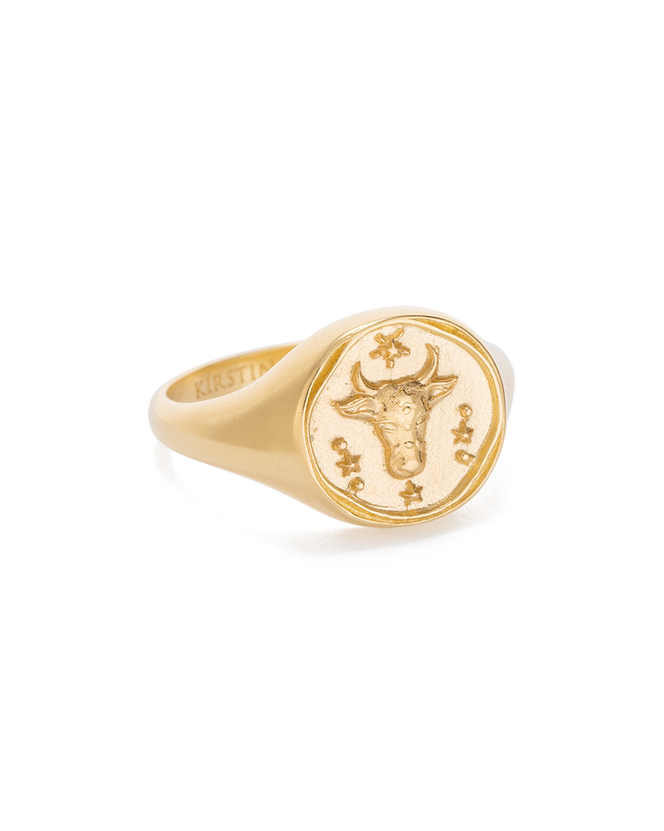 TAURUS SIGNET RING (18K GOLD VERMEIL)