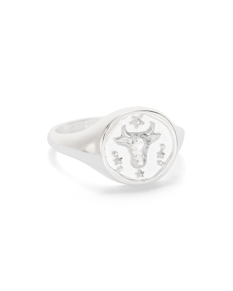 TAURUS SIGNET RING (STERLING SILVER) IMAGE 1