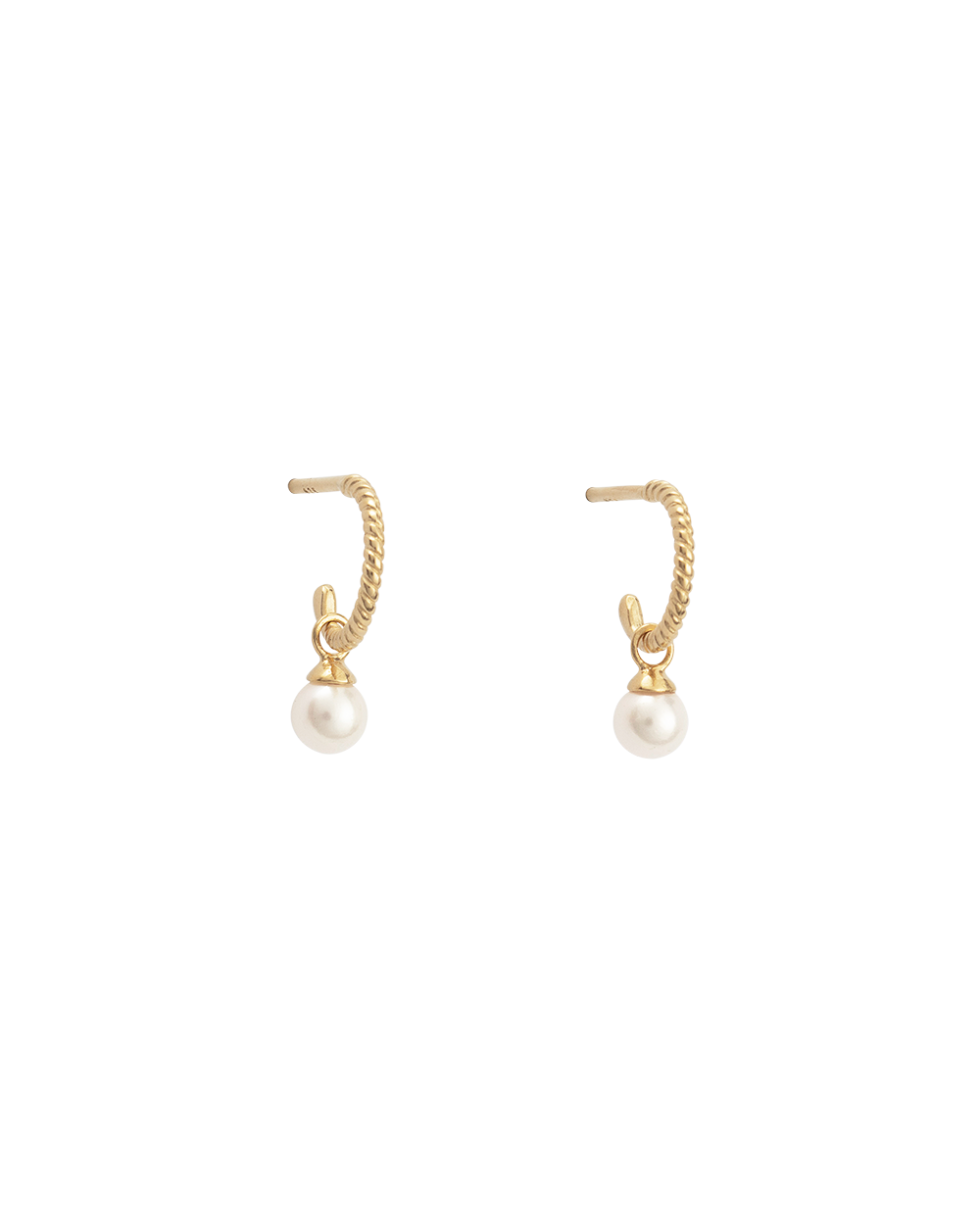 TINY PEARL HOOPS (18K GOLD PLATED) IMAGE 10