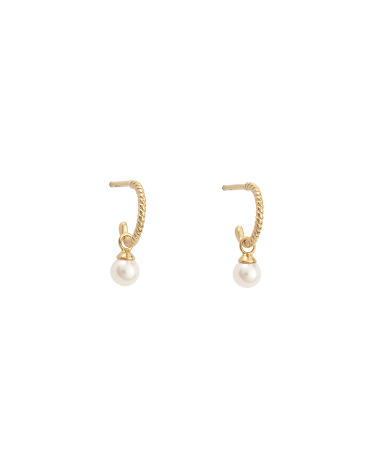 TINY PEARL HOOPS (18K GOLD PLATED)