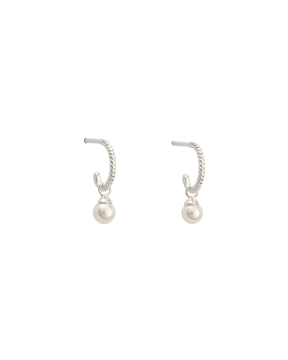 TINY PEARL HOOPS (STERLING SILVER) IMAGE 9