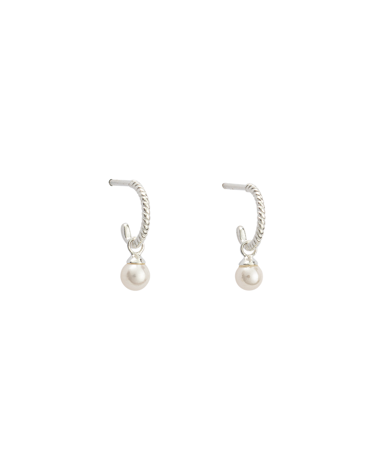 TINY PEARL HOOPS (STERLING SILVER)