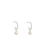 TINY PEARL HOOPS (STERLING SILVER) IMAGE 1